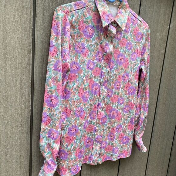 Vintage‎ Floral Polyester Blouse - Picture 3 of 6